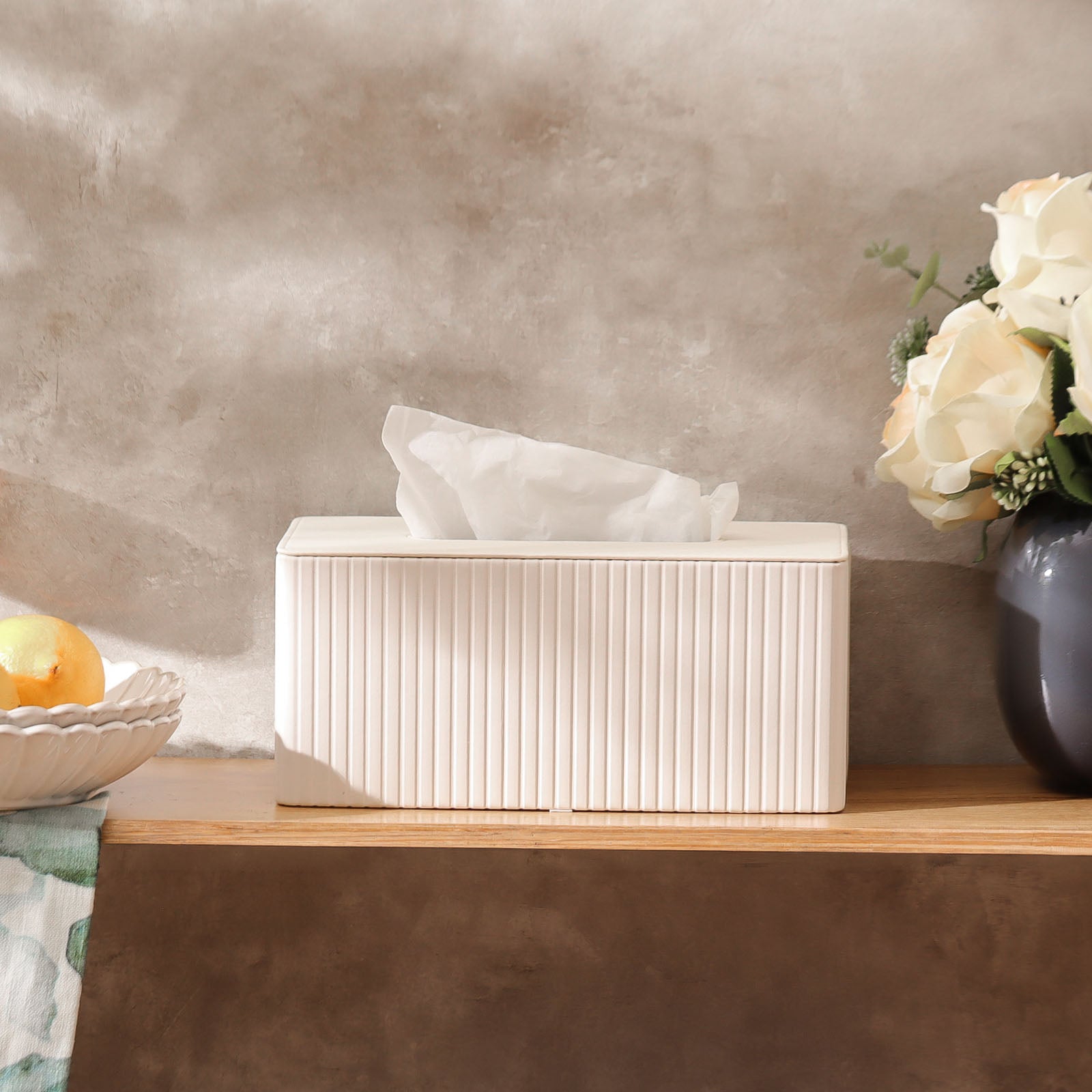 Columns Tissue Box Holder - Ivory