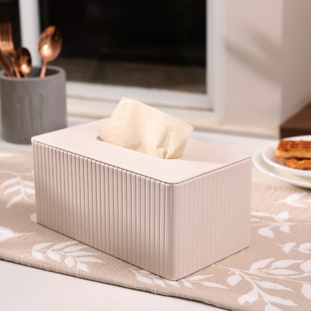 Columns Tissue Box Holder - Ivory