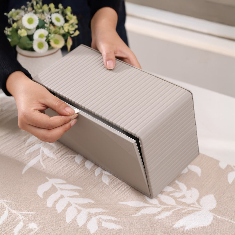 Columns Tissue Box Holder - Light Grey