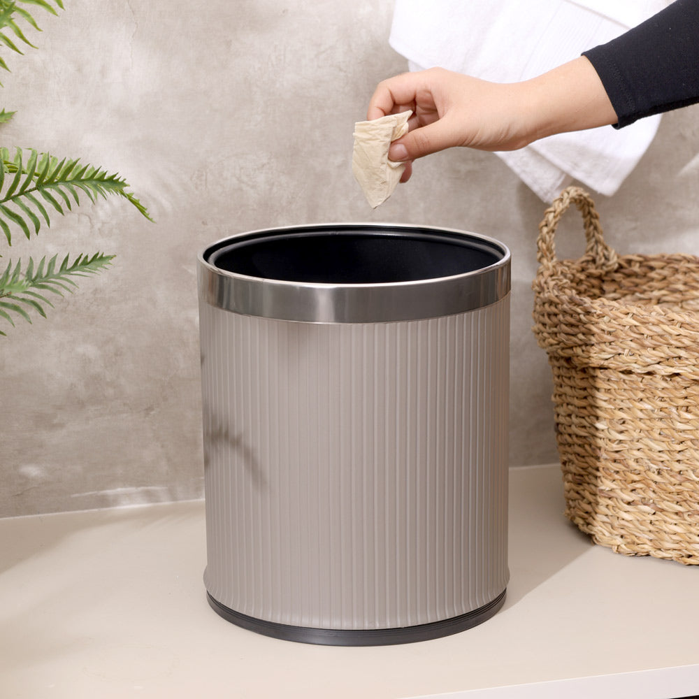 Columns Waste Bin 10L - Grey & Steel