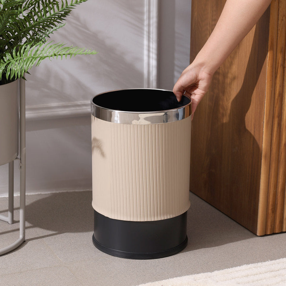 Columns Waste Bin 10L - Taupe & Steel