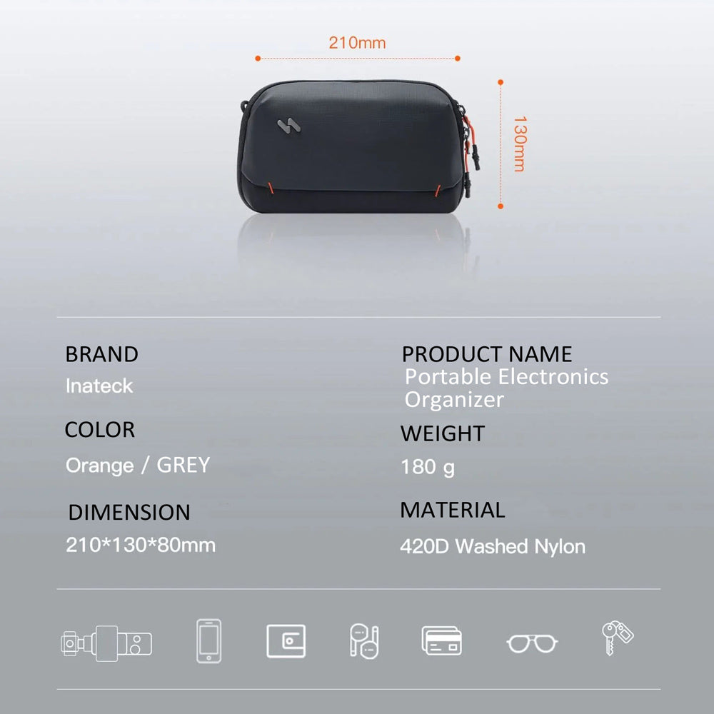 Portable Tech Pouch - Black Grey