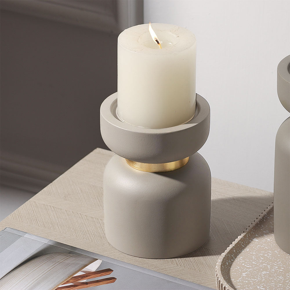 Concrete Candle Stand Medium - Stone Grey