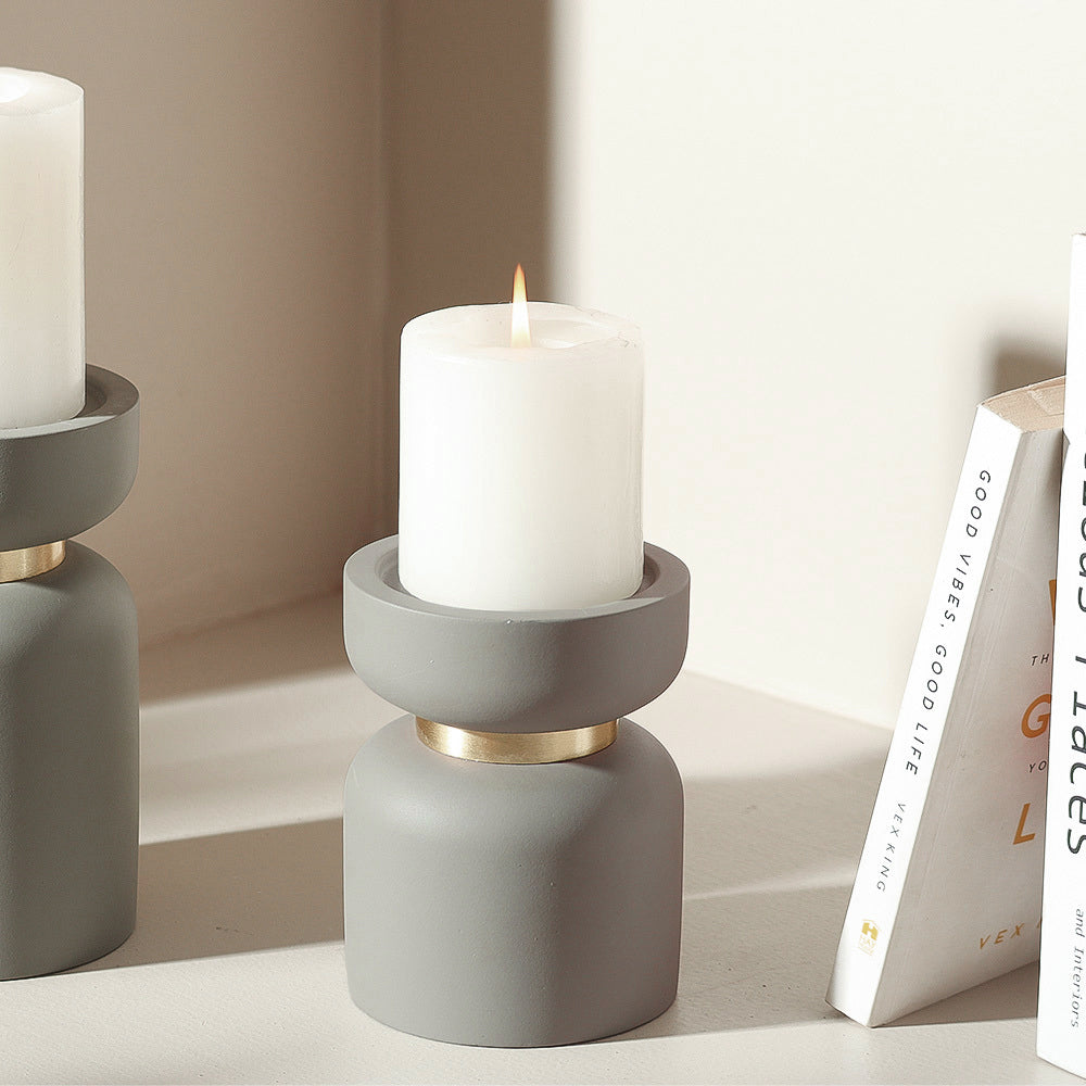 Concrete Candle Stand Medium - Stone Grey