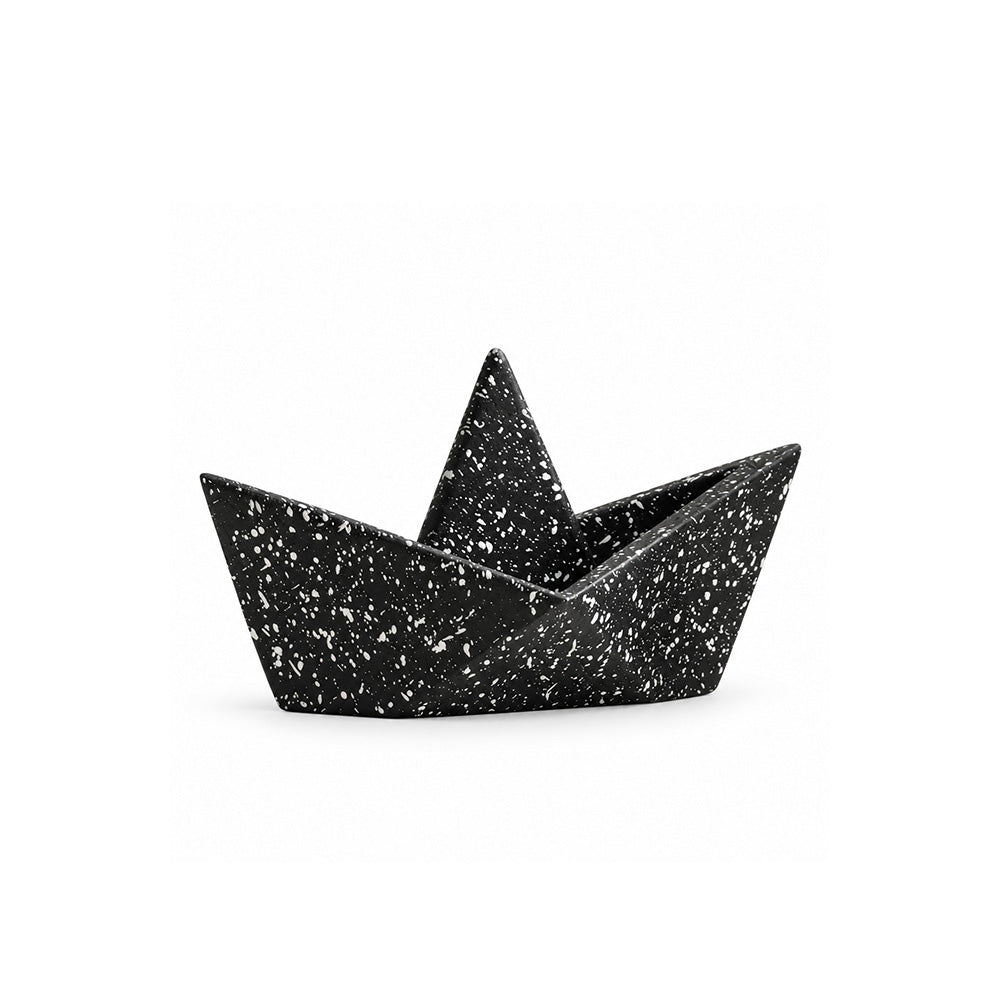 Concrete Boat Decorative Sculpture Large - Speckled Black