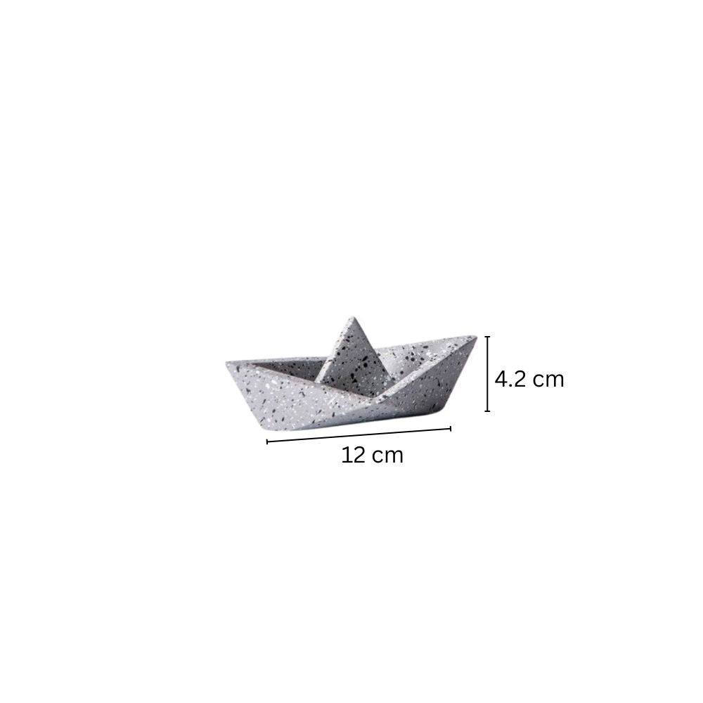Concrete Boat Paperweight - Speckled Grey