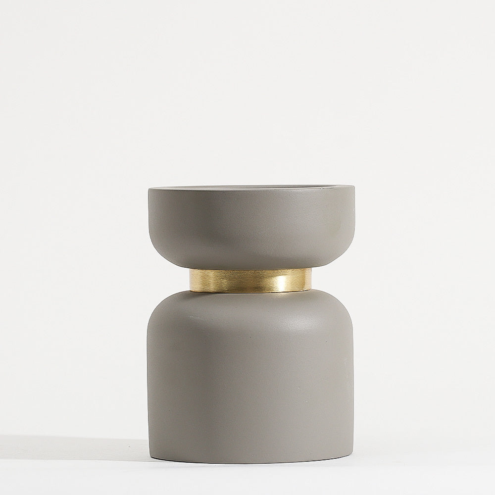 Concrete Candle Stand Medium - Stone Grey