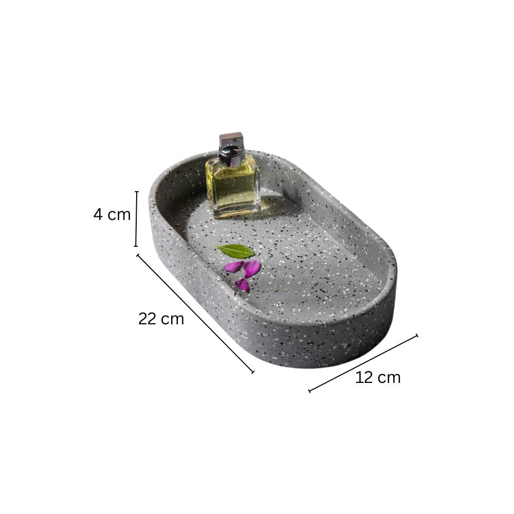 Concrete Oval Tray Small - Speckled Grey