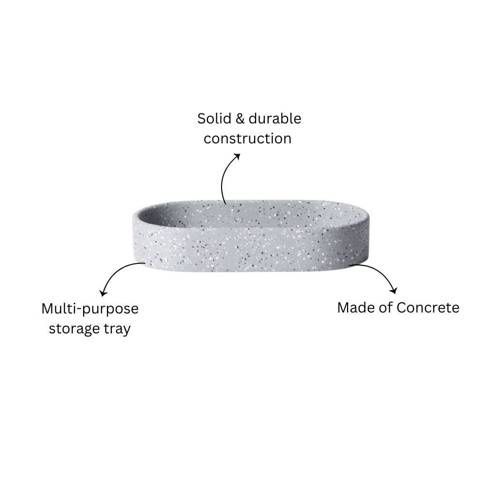 Concrete Oval Tray Small - Speckled Grey