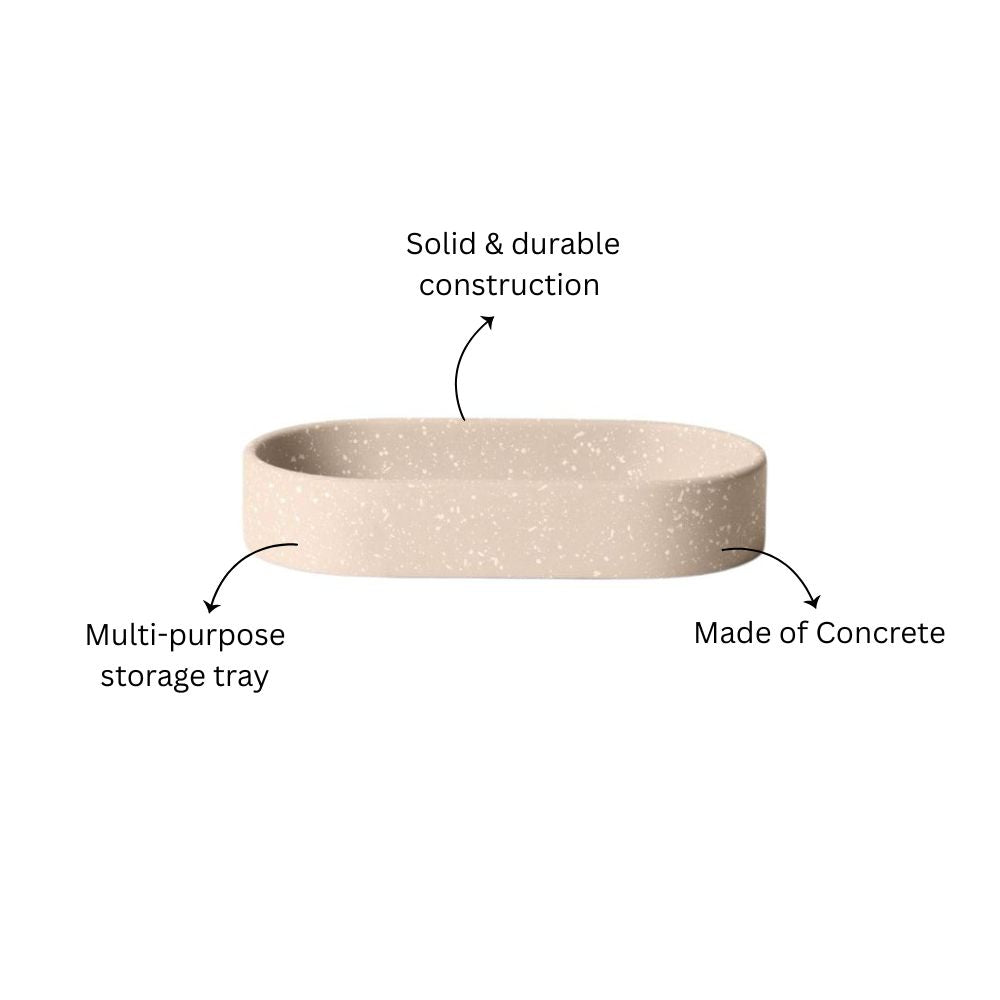 Concrete Oval Tray Small - Speckled Taupe
