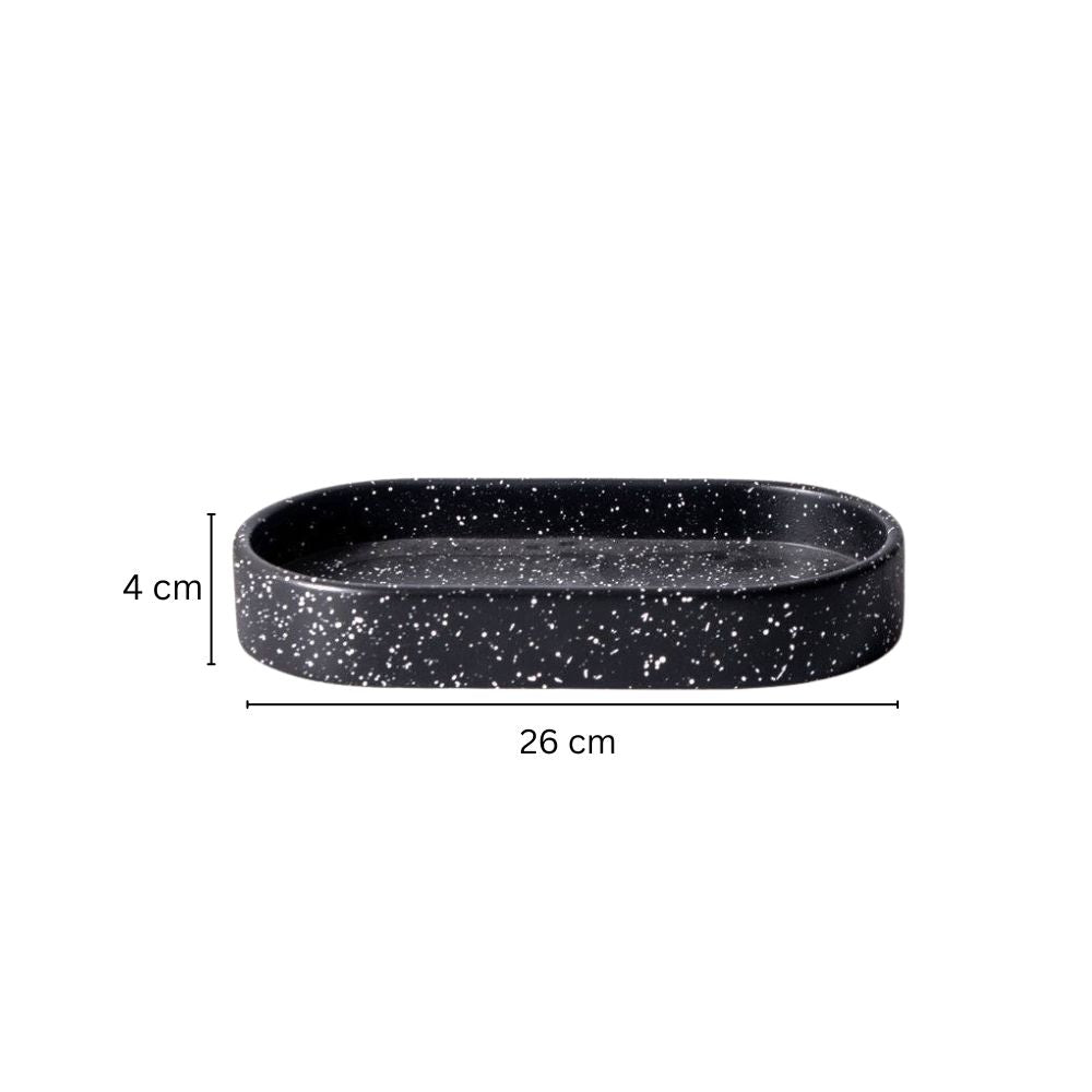 Concrete Oval Valet Tray Medium - Speckled Black
