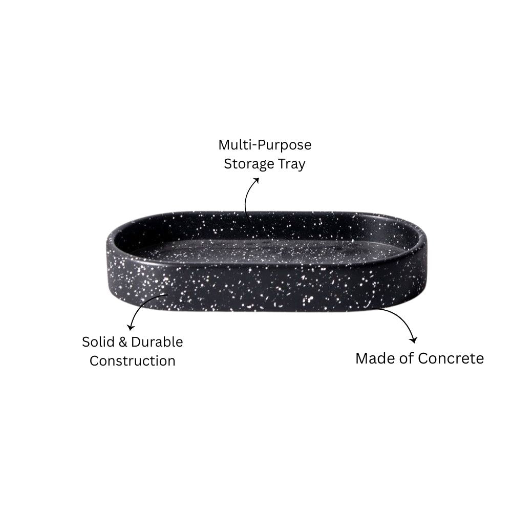 Concrete Oval Valet Tray Medium - Speckled Black