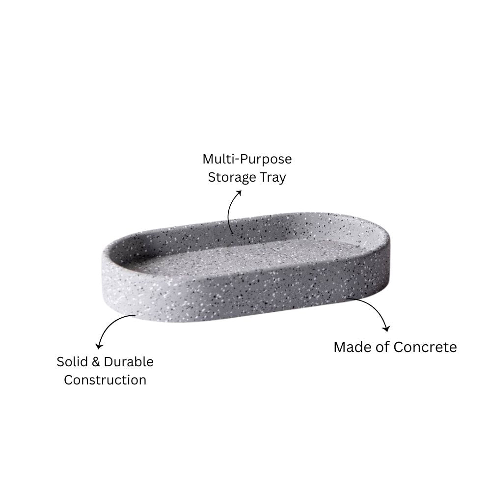 Concrete Oval Valet Tray Medium - Speckled Grey