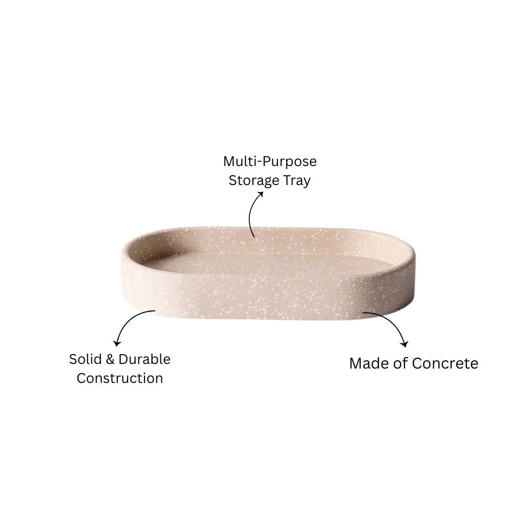 Concrete Oval Valet Tray Medium - Speckled Taupe