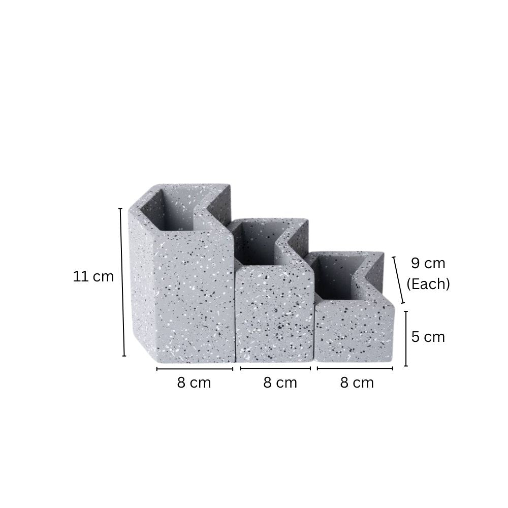 Concrete Tier Desk Organisers - Speckled Grey