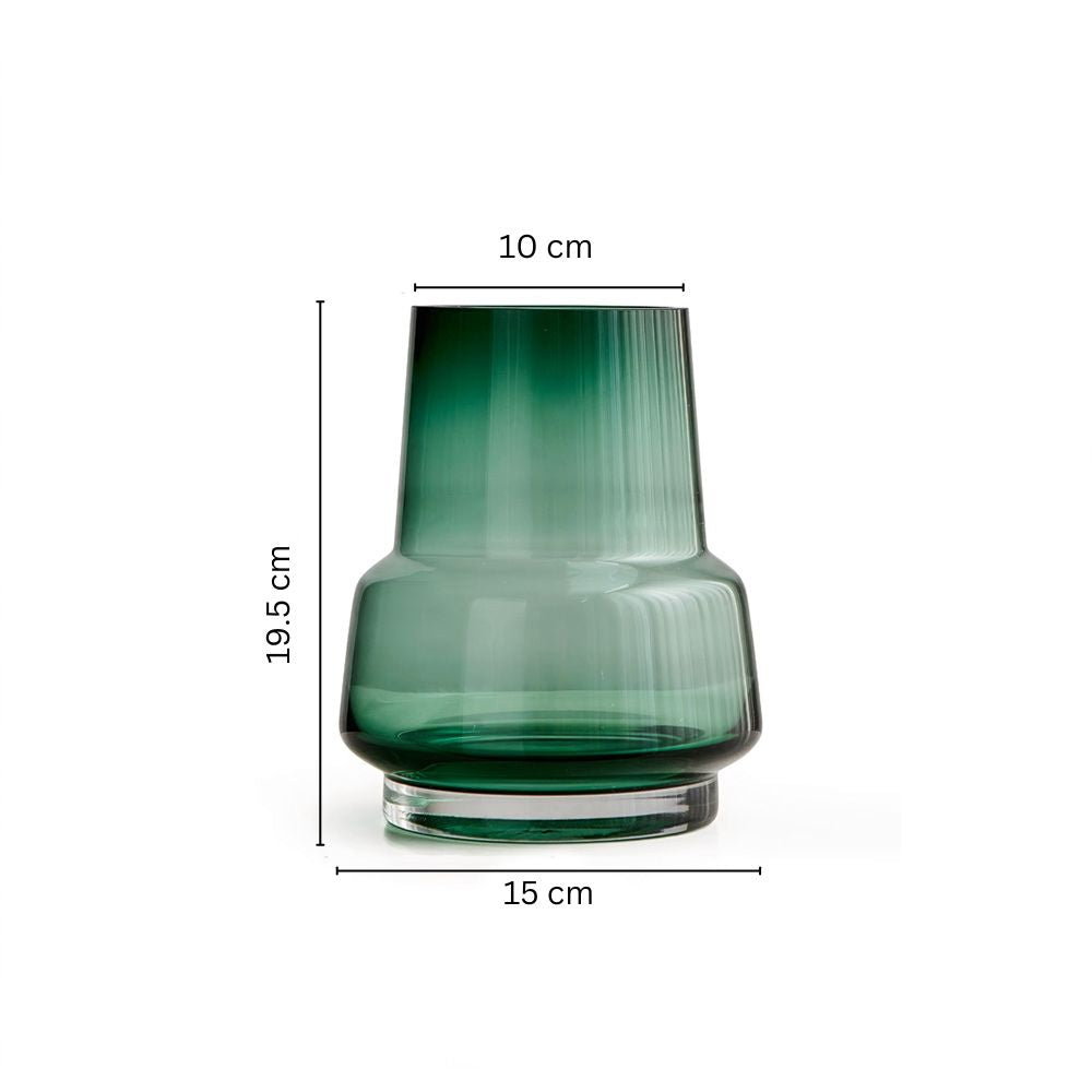 Cono Glass Vase - Pine Green