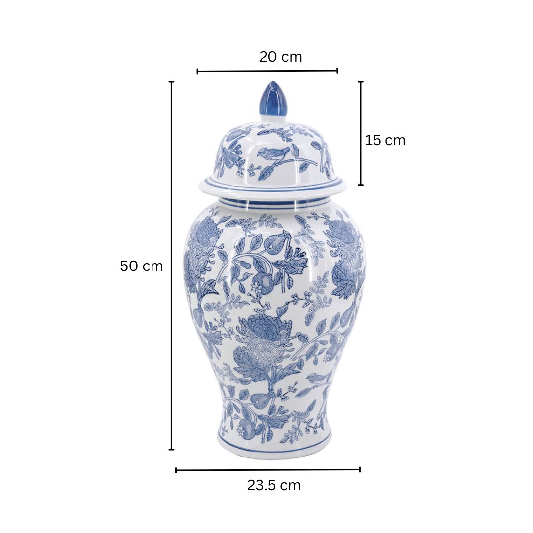 Chantilly Ginger Jar With Lid XL - Blue Flowers