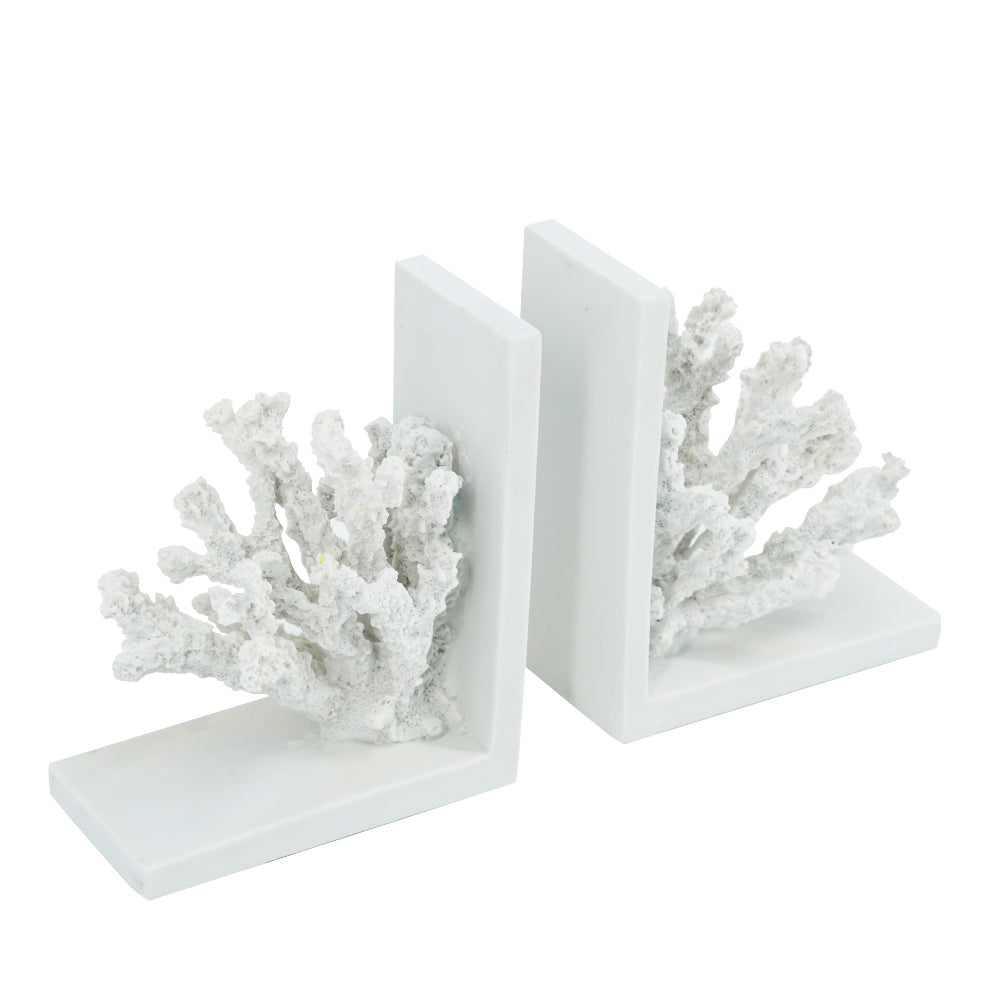 Coral Bookends, Set of 2 - White