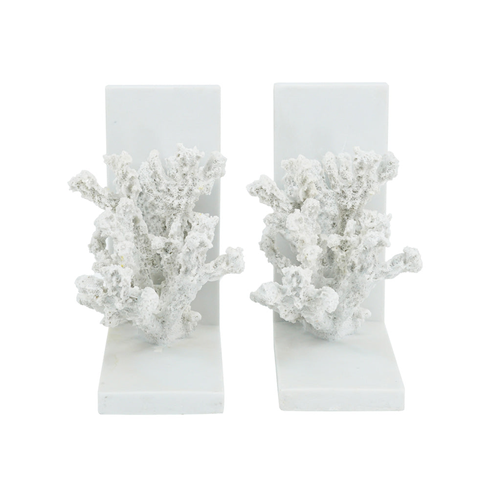Coral Bookends, Set of 2 - White