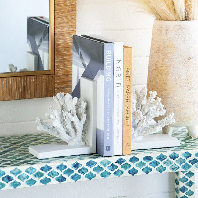 Coral Bookends, Set of 2 - White