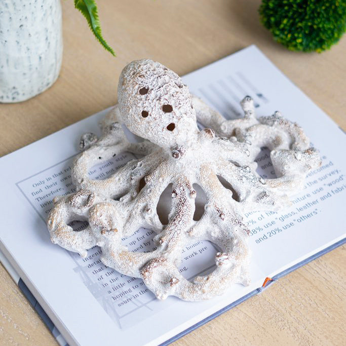 Coral Octopus Sculpture Large - Vintage White