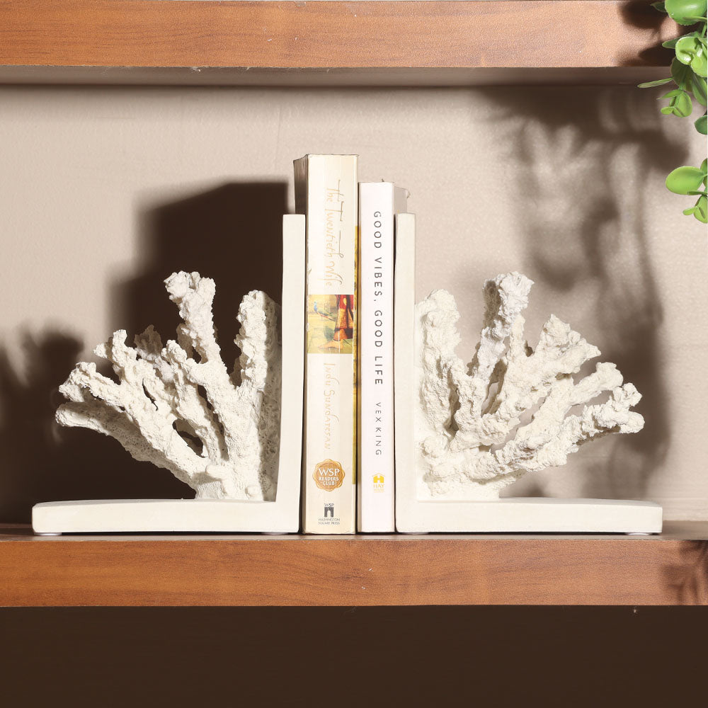Coral Bookends, Set of 2 - White