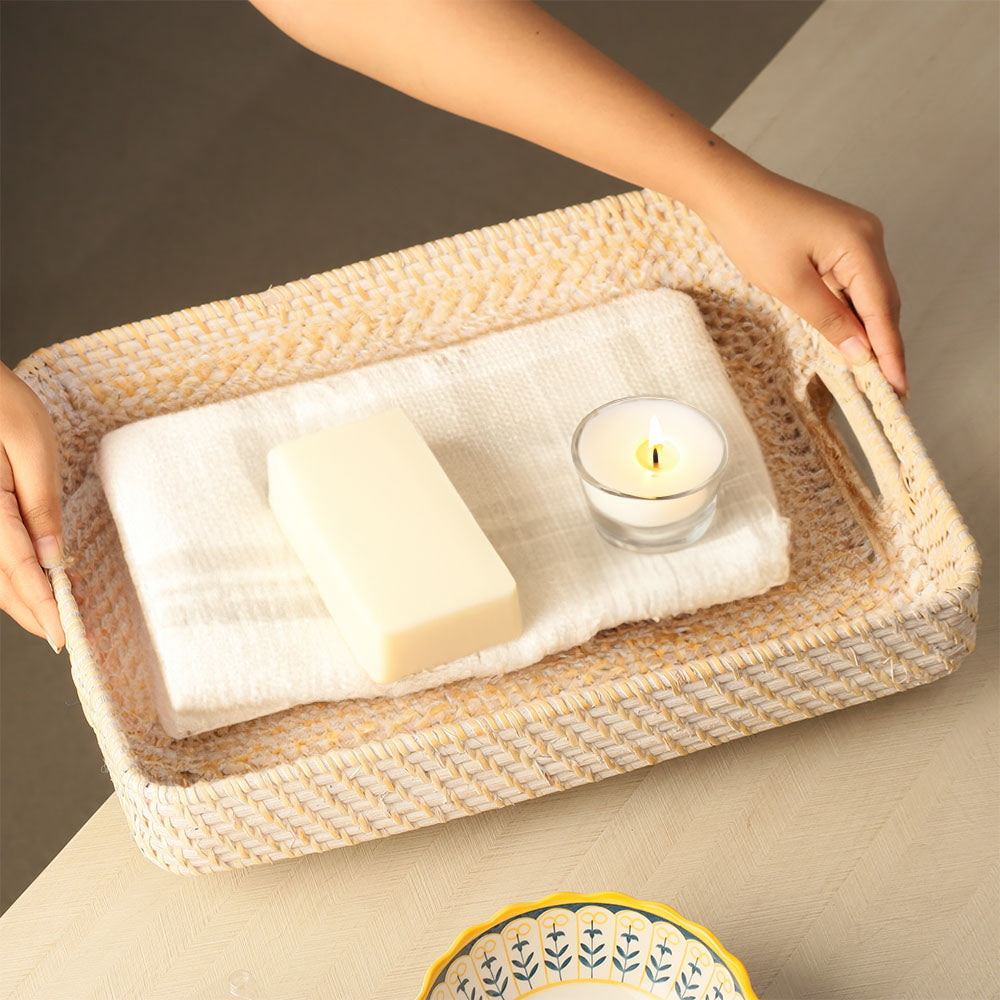 Corda Rattan Tray Large - Birch