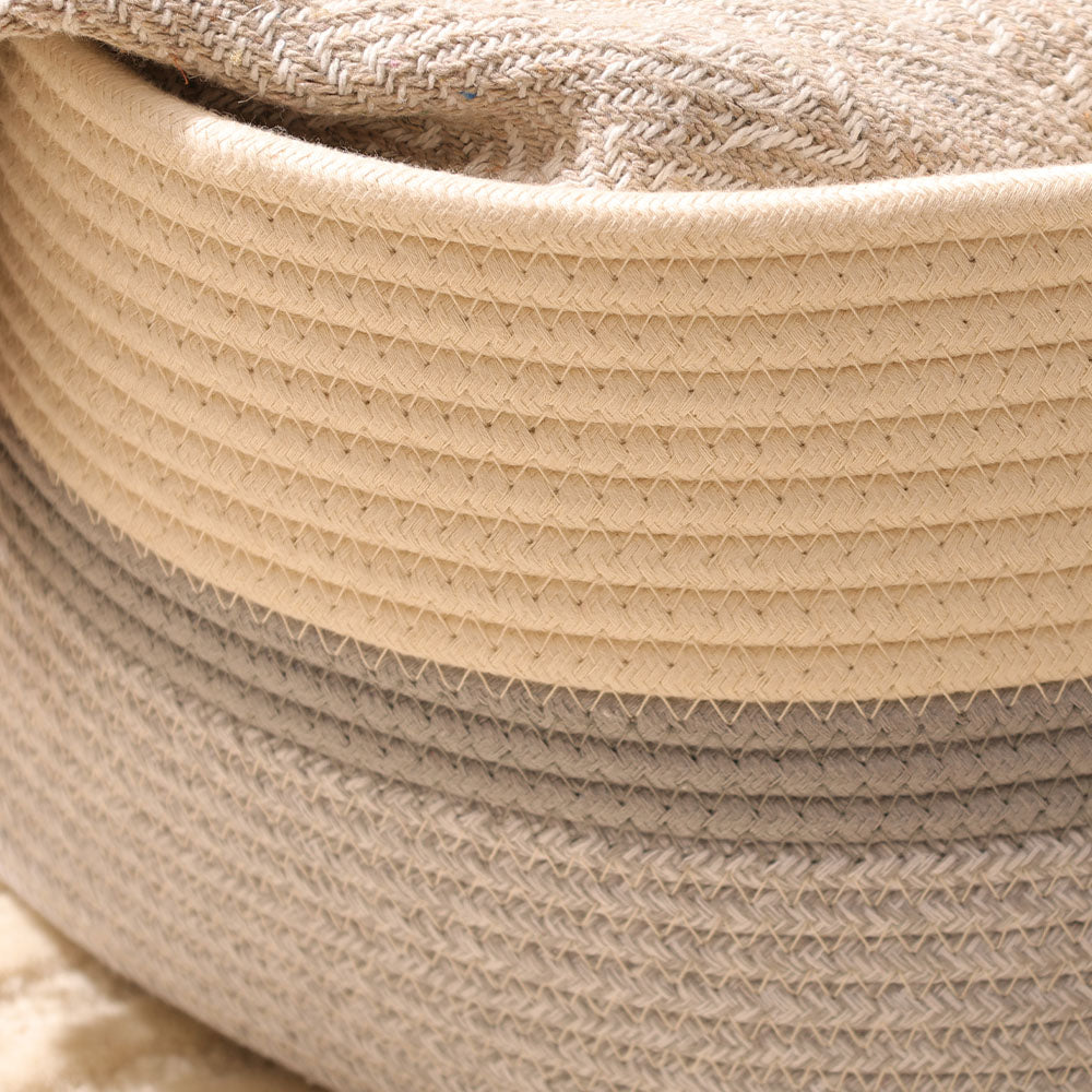 Cotton Round Storage Basket - Cream Grey