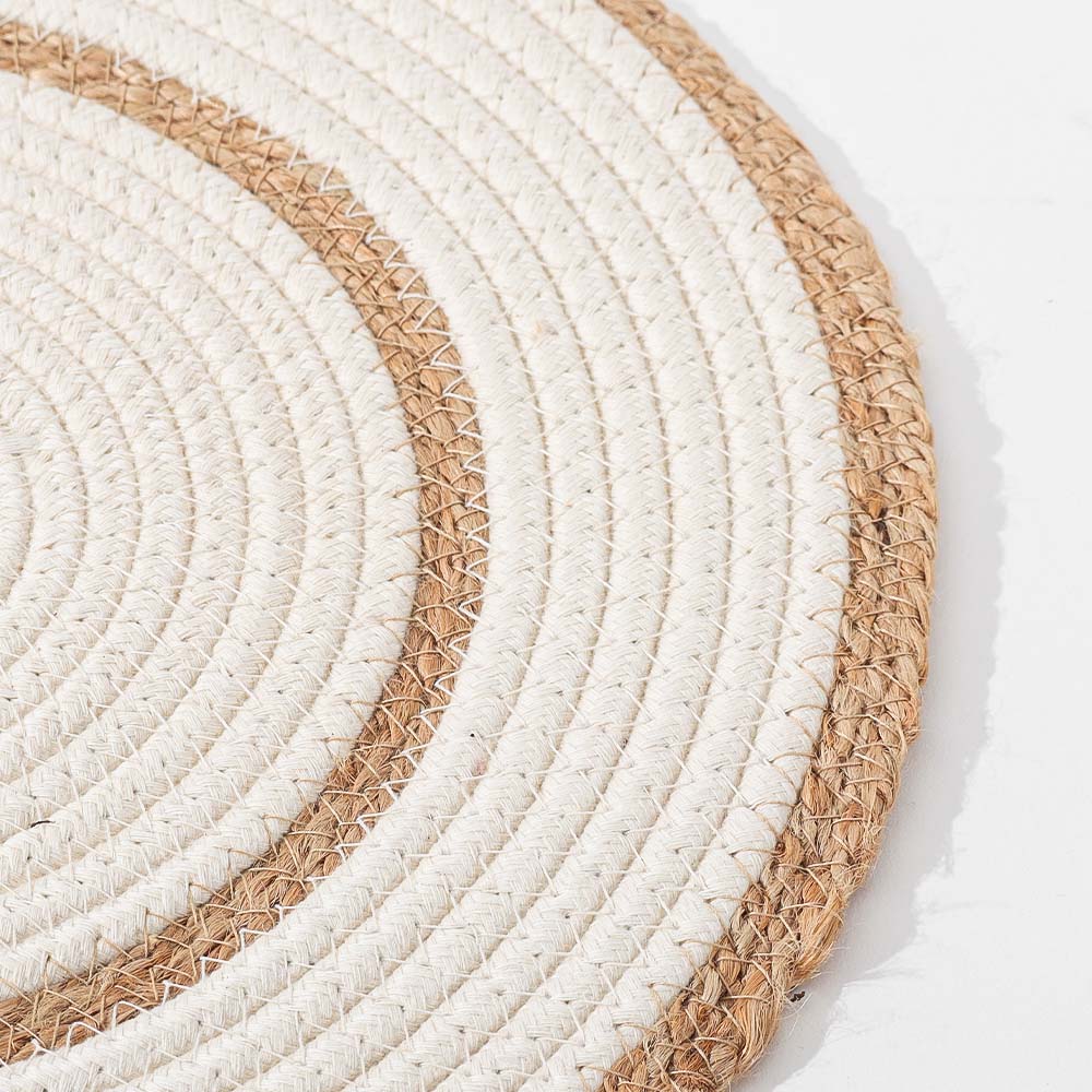 Cotton & Jute Round Placemats, Set of 4 - Natural Cream