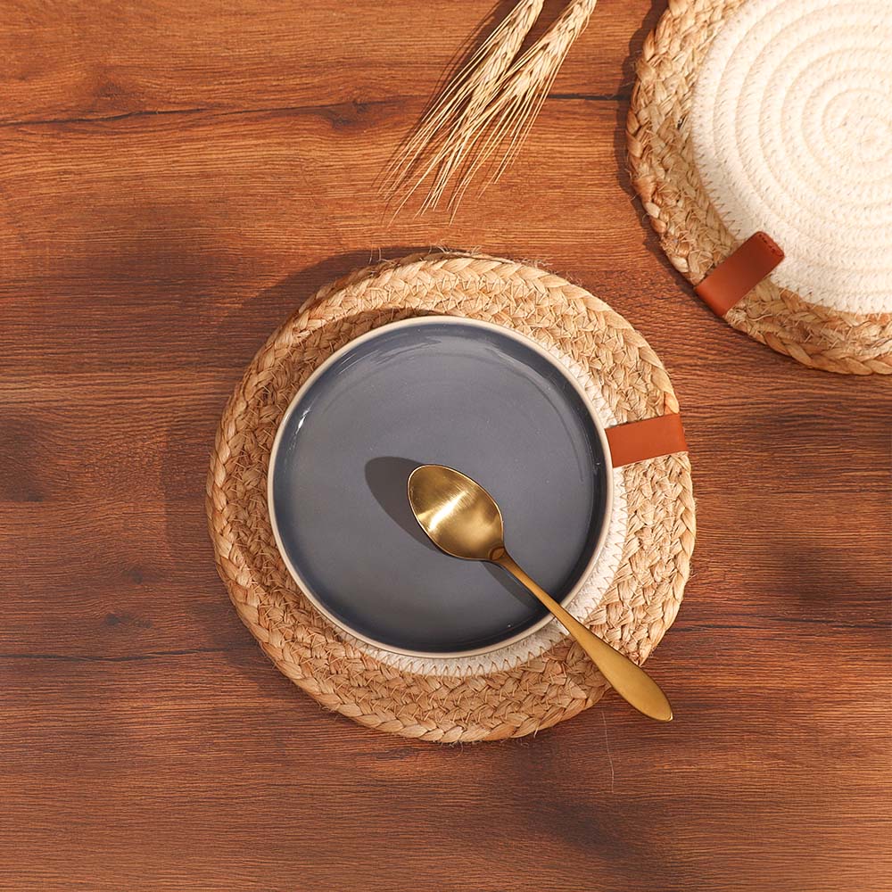 Cotton & Jute Trivets, Set of 4 - Natural Cream