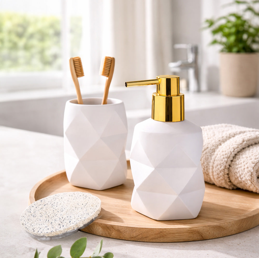 Crackle Soap Dispenser - White & Gold