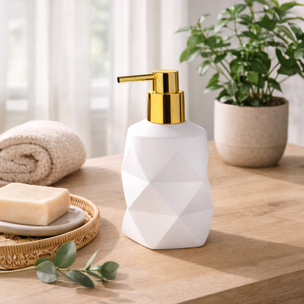 Crackle Soap Dispenser - White & Gold