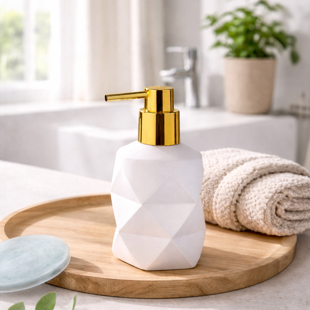 Crackle Soap Dispenser - White & Gold