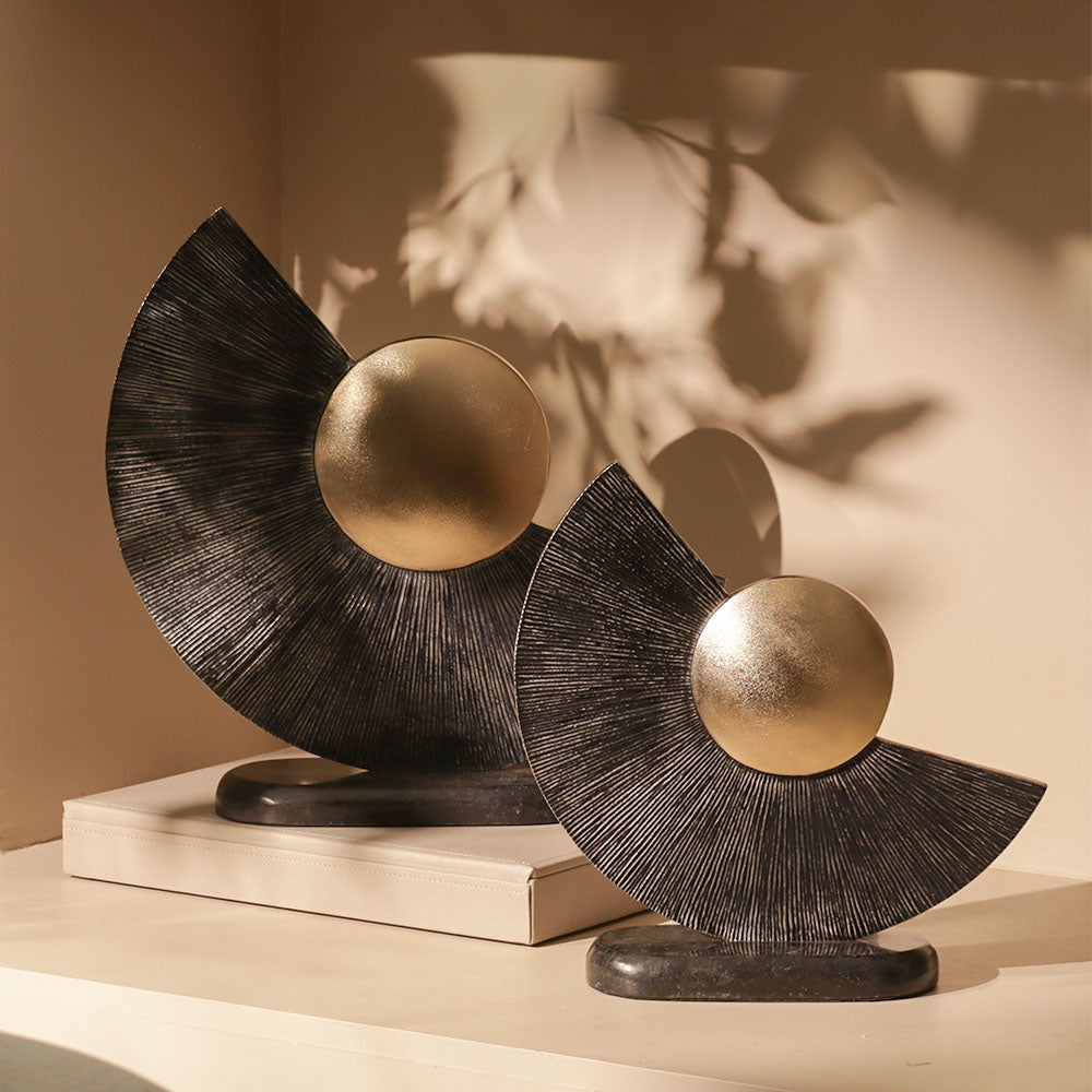 Cradle Abstract Sculpture Medium - Gold Black