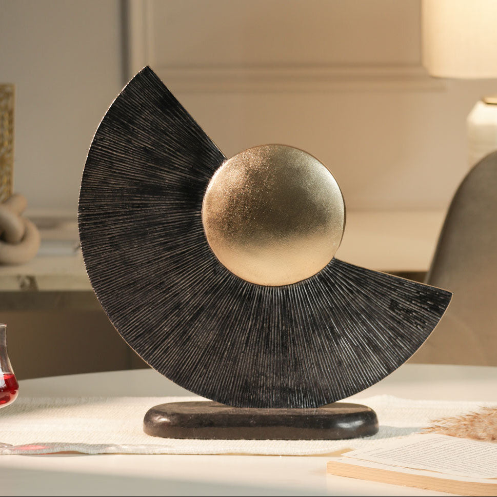 Cradle Abstract Sculpture Medium - Gold Black