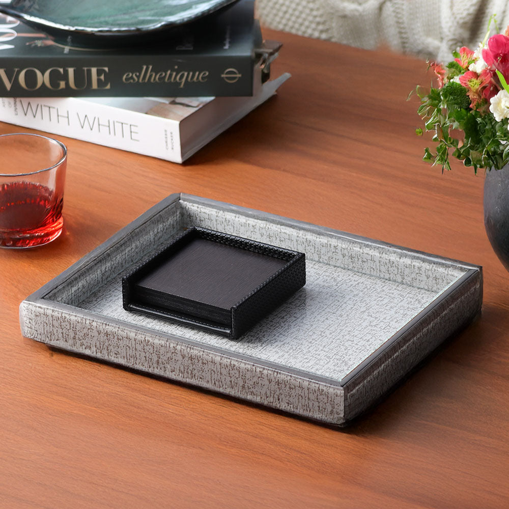 Cala Glass Decorative Tray Medium - Tweed Grey