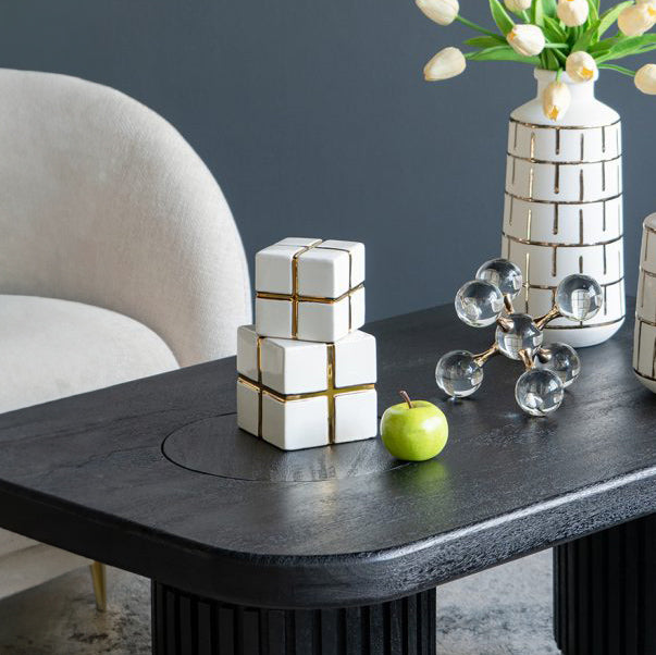 Cross Cube Decorative Sculpture Small - White Gold