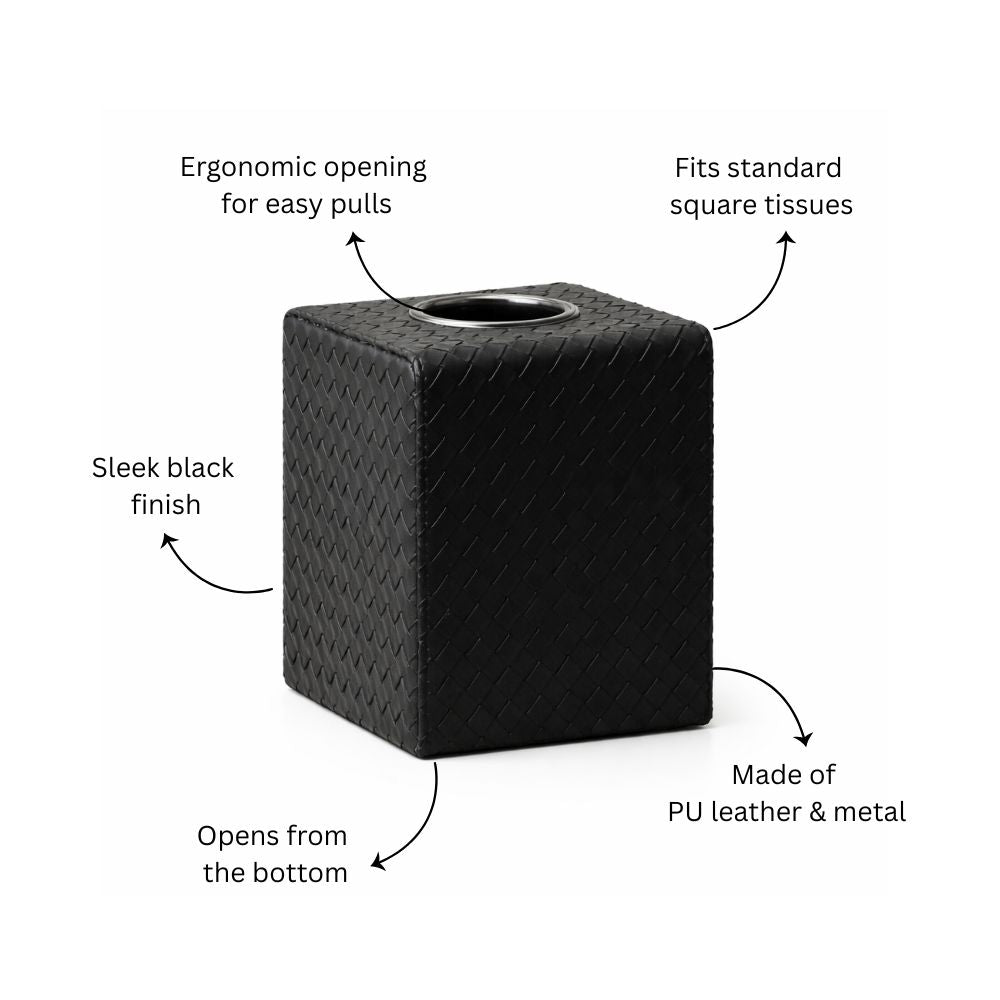 Cross Square Tissue Box Holder - Black