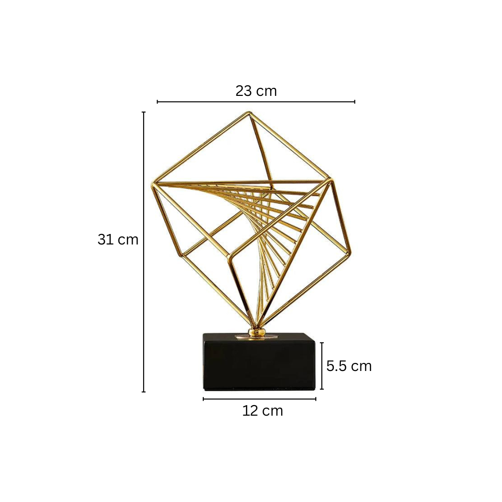 Cube Metallic Sculpture - Black Gold