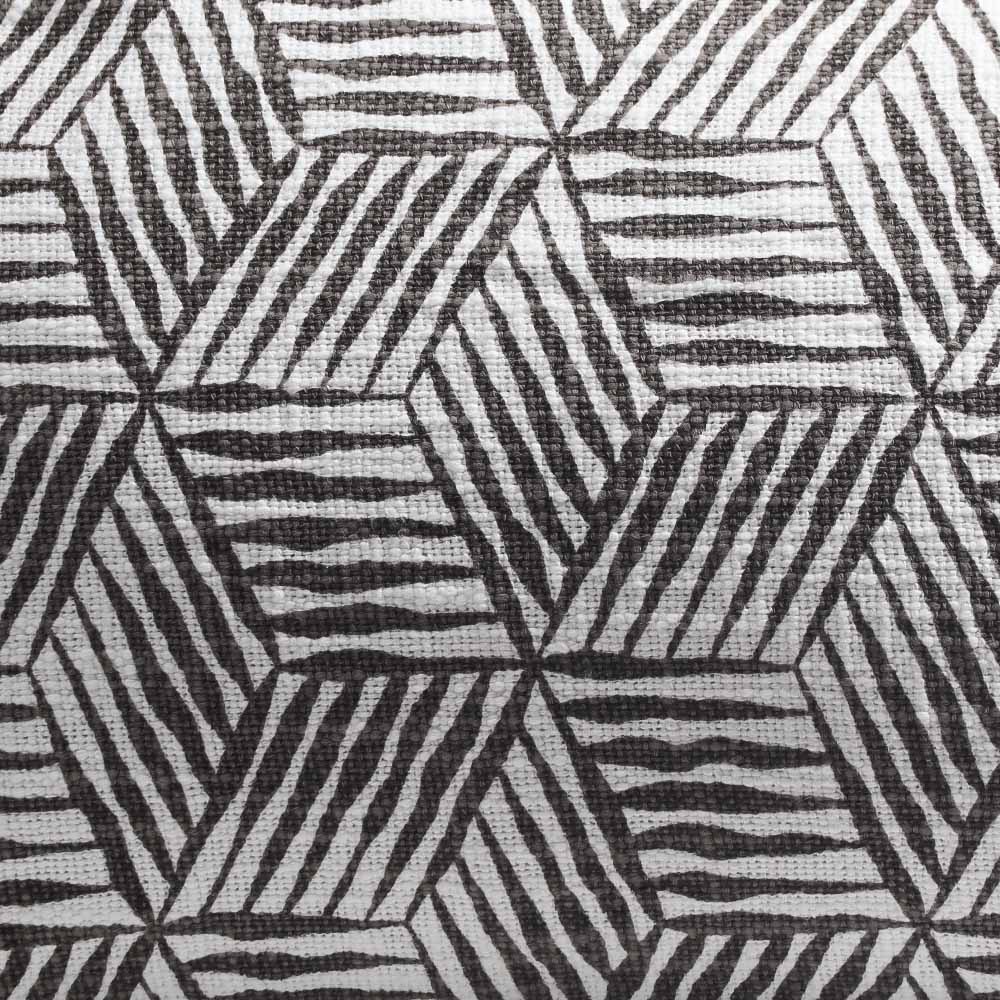 Cubes Rectangular Printed Cotton Cushion Cover 50x30cm - Grey White