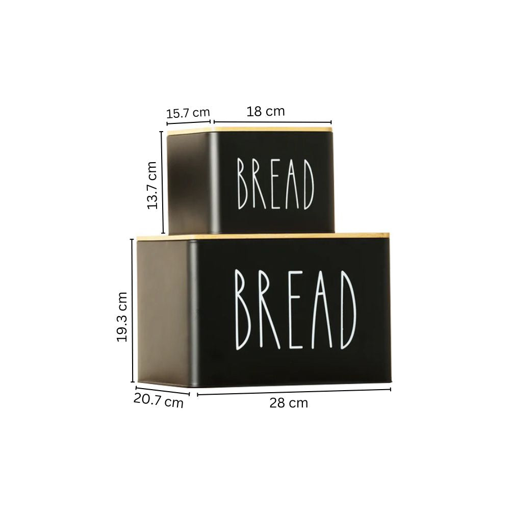 Cucina Metal Bread Boxes, Set of 2 - Black