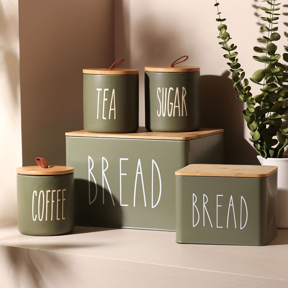Cucina Ceramic Storage Jars, Set of 3 - Olive