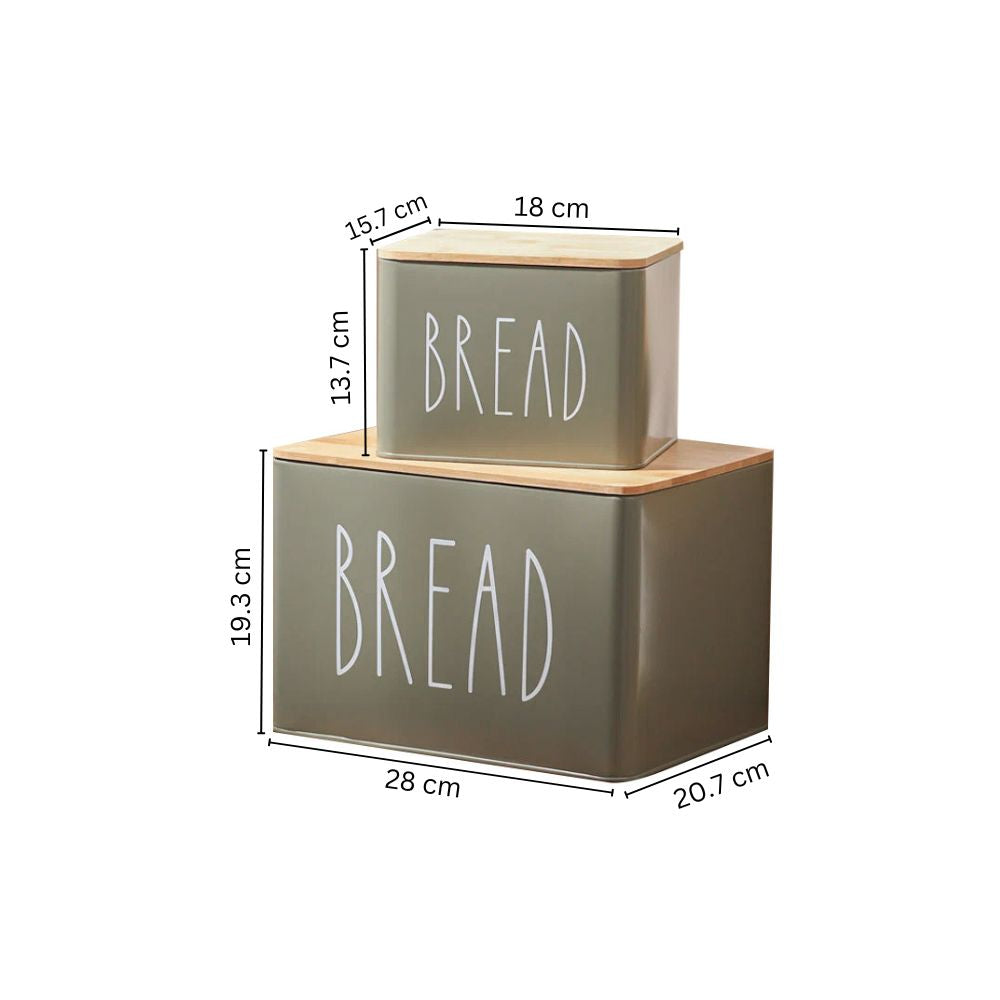 Cucina Metal Bread Boxes, Set of 2 - Olive