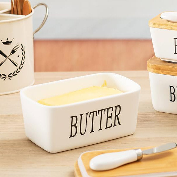 Culina Butter Dish with Spreader Large - White