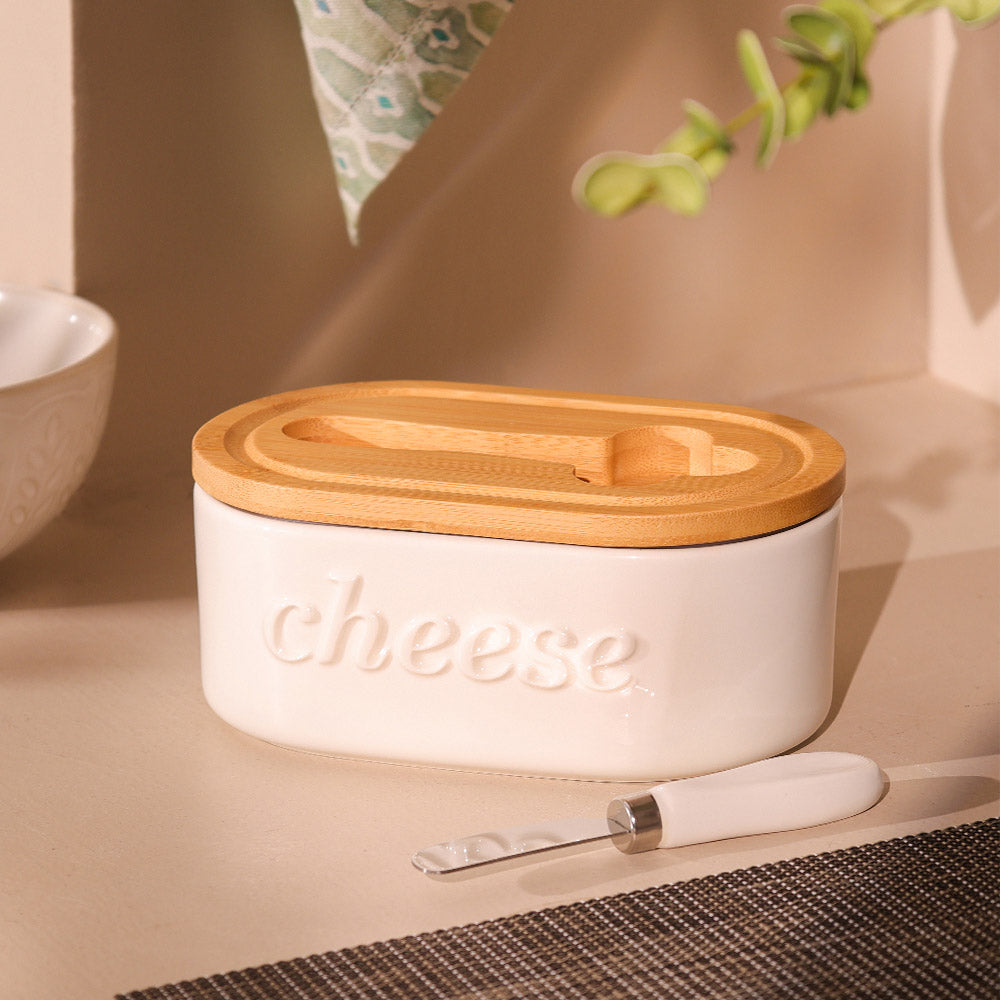 Culina Cheese Dish with Knife Large - White