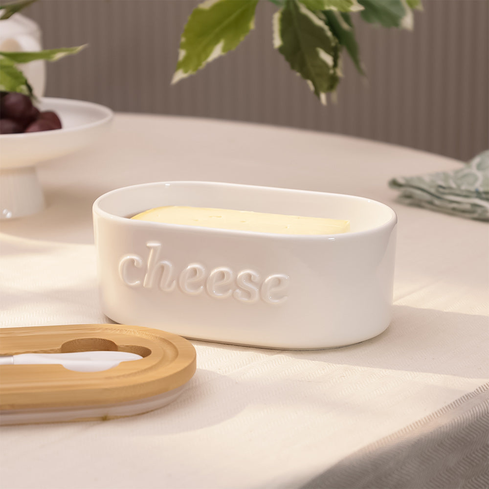 Culina Cheese Dish with Knife Large - White