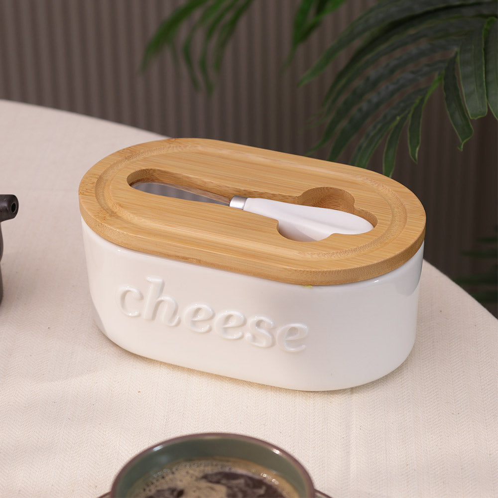 Culina Cheese Dish with Knife Large - White