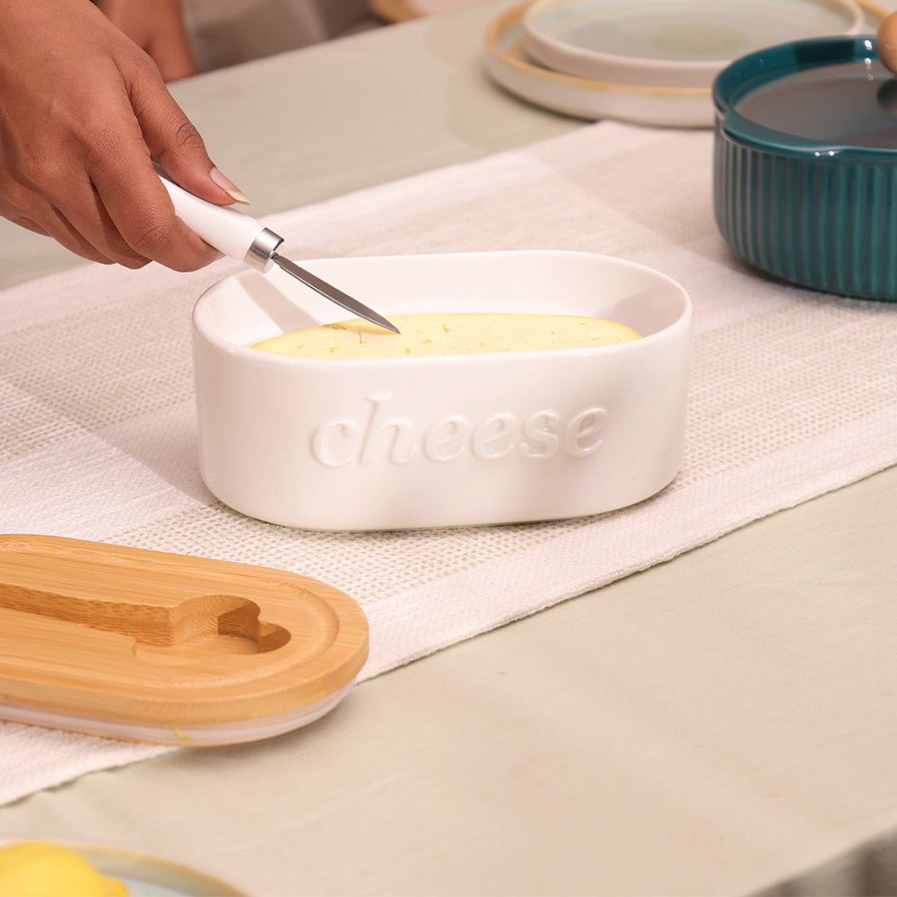 Culina Cheese Dish with Knife Large - White