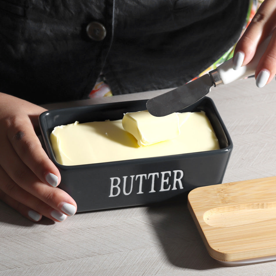 Culina Butter Dish with Spreader Large - Black