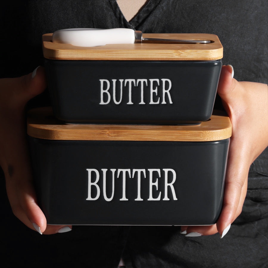 Culina Butter Dish with Spreader Large - Black